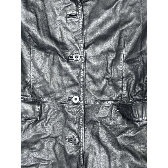 GAP Leather Blazer Womens Sz L Black Jacket Vintage 90's Y2K - Picture 3 of 10
